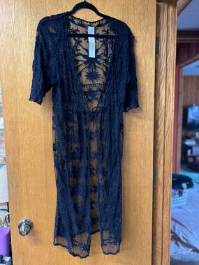 Maurices Black Sheer Embroidered Maxi Cover-Up